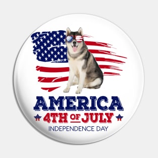 Husky Flag USA - America 4th Of July Independence Day Pin