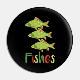 Green and Red Tropical Fish Trio Pin