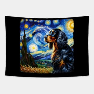 Starry Gordon Setter Dog Portrait - Pet Portrait Tapestry