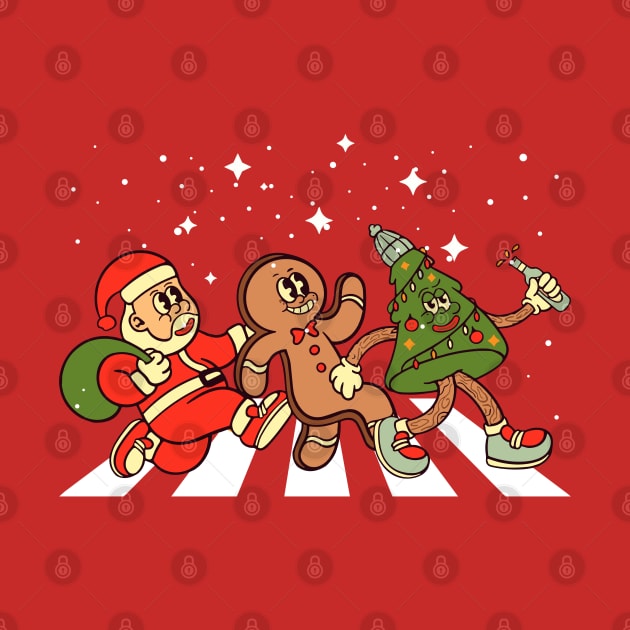 Christmas Road, Santa Claus, Gingerbread man, Christmas tree by Megadorim