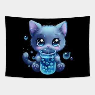 Kawaii Cat Exploration Tapestry