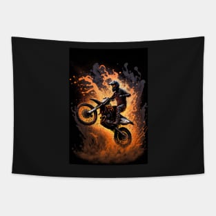 Dirt Bike With Paint Orange Flame Design Tapestry