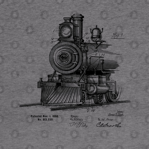 Vintage Steam Engine Locomotive Patent 1898 Steam Train Engine