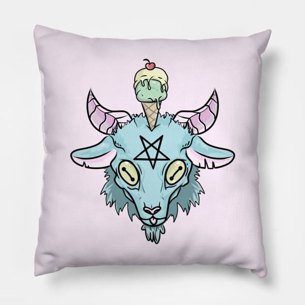 Ice cream Baphomet Pillow by yourlocalartplug