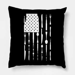 Chef Cook Tools In American Flag Pillow