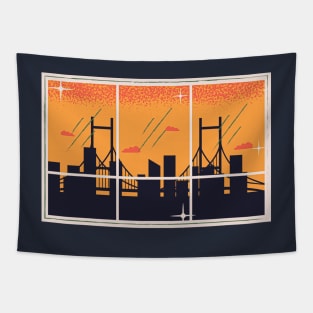 Animated Cityscape New York City NYC Tapestry