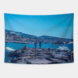 Beach Summer Sea Rocks Italy Tapestry