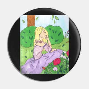 Daydreaming Girl in Forest Pin