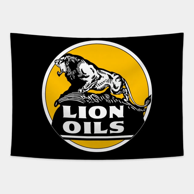 Lion Oils vintage sign reproduction Tapestry by Hit the Road Designs