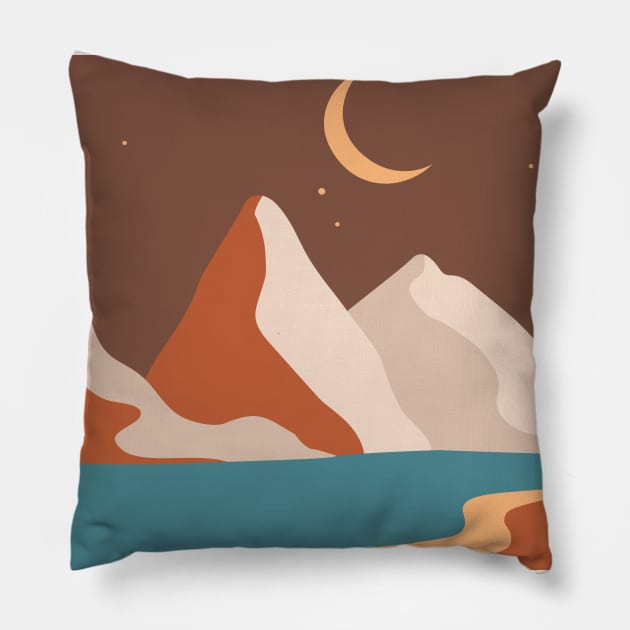 Morocco - pastel vector minimalist poster #3 Pillow by GreekTavern