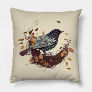 bird in the leaves Pillow