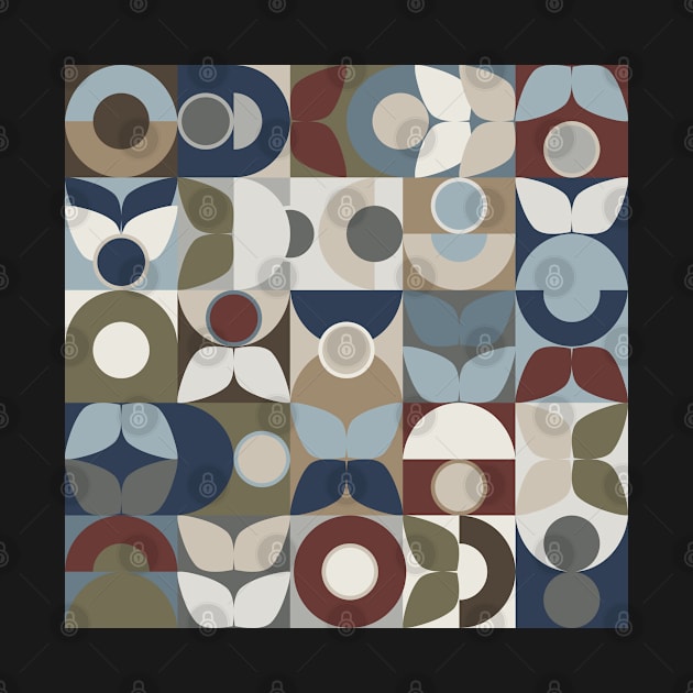 Geometric Retro Vintage Abstract Pattern Woodland by NattyDesigns