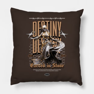 Destiny Carved In Stone Greek Statue Streetwear Pillow