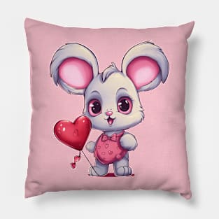 Pink Baby Bunny with Balloon Pillow