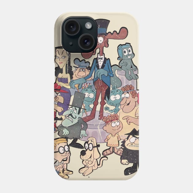 Distressed Rocky, Bullwinkle and Friends Authentic Vintage Style Phone Case by offsetvinylfilm