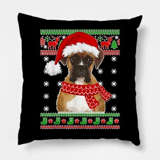 Boxer Dog Ugly Sweater Christmas Puppy Dog Lover Pillow