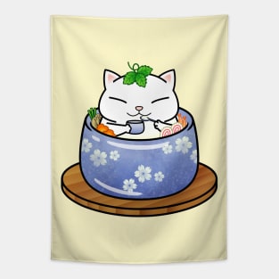 Chubby Cat Chawanmushi Tapestry