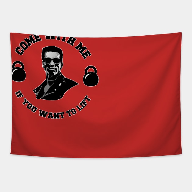 Arnie Lift Tapestry by Woah_Jonny