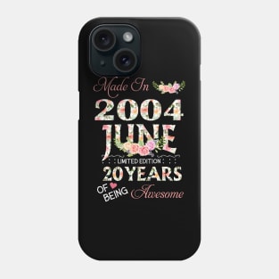 N462004 Flower June 2004 20 Years Of Being Awesome 20th Birthday for Women and Men Phone Case