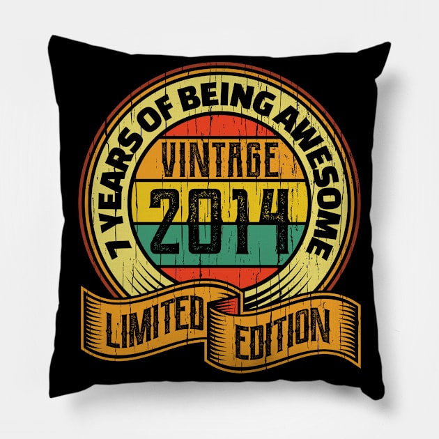 7 years of being awesome vintage 2014 Limited edition Pillow by aneisha