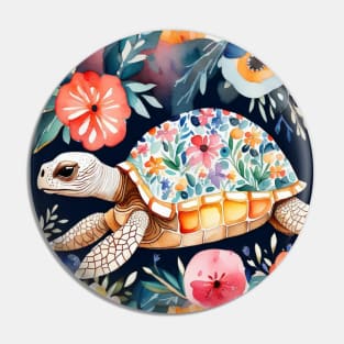 Floral turtle Pin