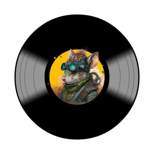 Steampunk Rat On Vinyl Record T-Shirt