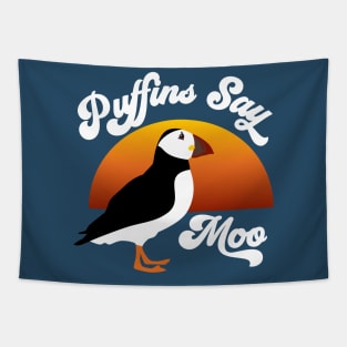 Puffins Say Moo Funny design Tapestry