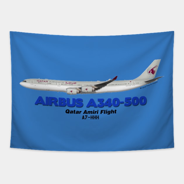 Airbus A340-500 - Qatar Amiri Flight Tapestry by TheArtofFlying