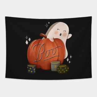 Boo cute ghost pumpkin Tapestry