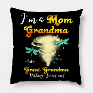 I’m A Mom Grandma And A Great Grandma Nothing Scares Me Cute Dragonflies Pillow