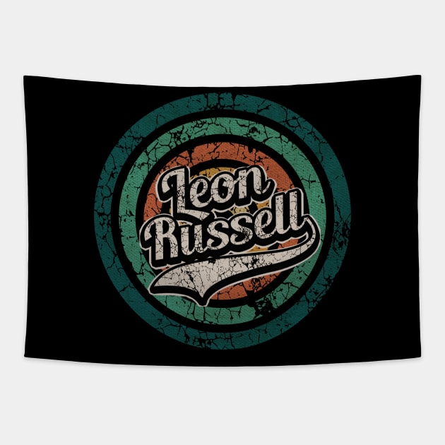 Leon Russell // Retro Circle Crack Vintage Tapestry by People Mask