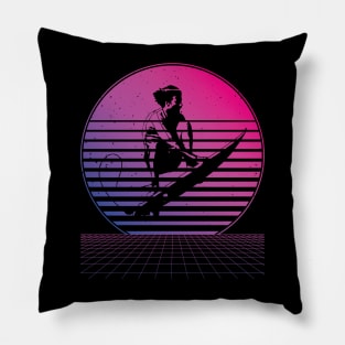 Retro Surfing Lovers Sports Shirt Beach Surfer Girls Funny Pillow