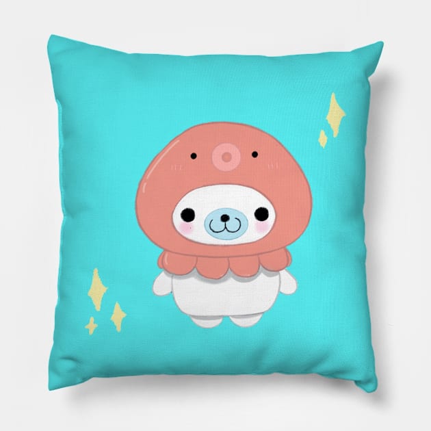 squid hat mamegoma 🦑 Pillow by kuush0