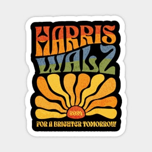Harris Walz 2024 Vintage Boho Groovy Retro Rainbow Kamala Harris 2024 Magnet