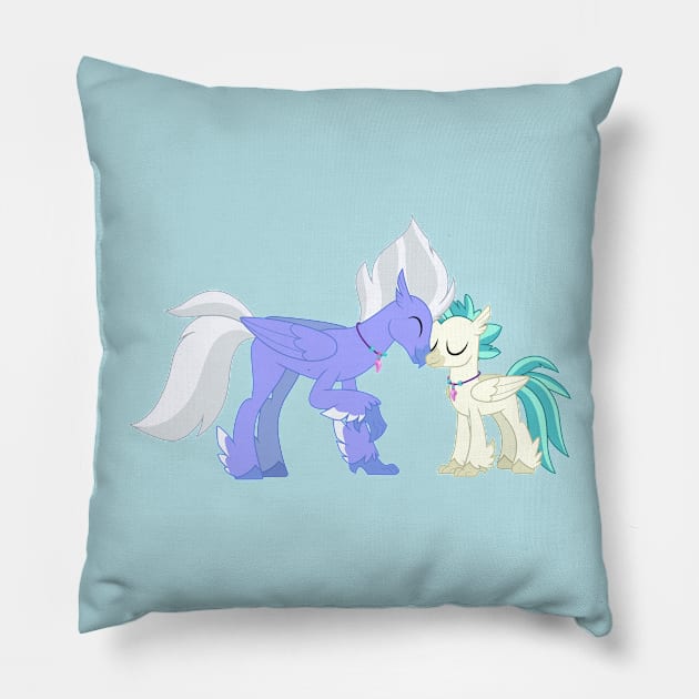 Sky Beak nuzzling Terramar Pillow by CloudyGlow