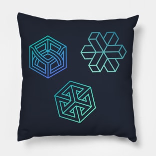 Strange Geometry - Aqua Pack (Outline) Pillow