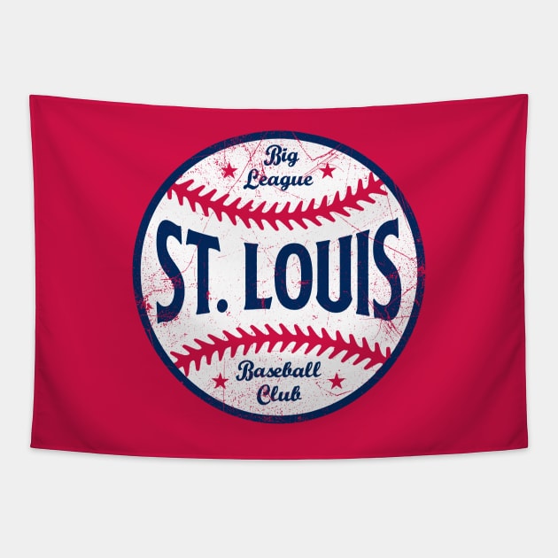 St. Louis Retro Big League Baseball - Red Tapestry by KFig21