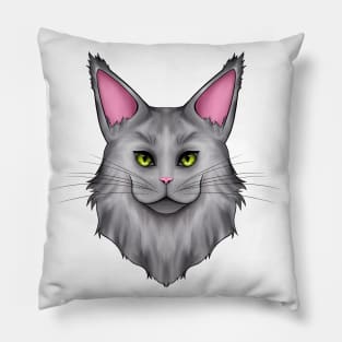 Gray Mainecoon Cat Pillow