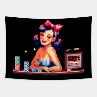 pixelated 80s babe Tapestry