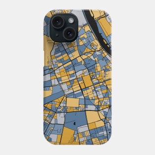 Warsaw Map Pattern in Blue & Gold Phone Case