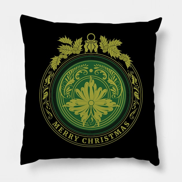 Merry Christmas green ornament Pillow by vjvgraphiks