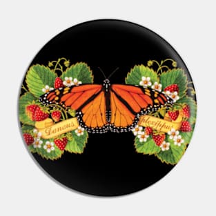 Monarch Butterfly with Strawberries Pin