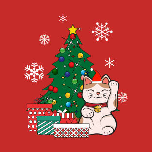 Lucky Cat Around The Christmas Tree T-Shirt