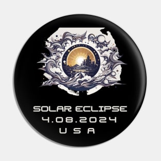 solar eclipse 2024 USA Pin