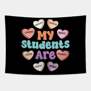 Teacher Valentines Day Positive Affirmations Candy Heart Tapestry