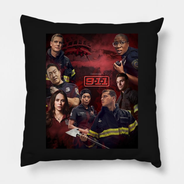 9-1-1 - Red Glare Pillow by vickytoriaq