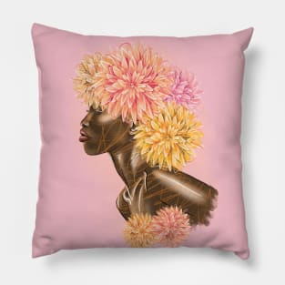 Pretty young girl with flowers in hair. Pillow