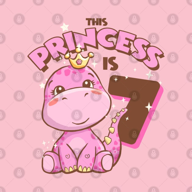 This Princess is 7 Girls 7th Birthday Pink Dinosaur Party by Irene Koh Studio