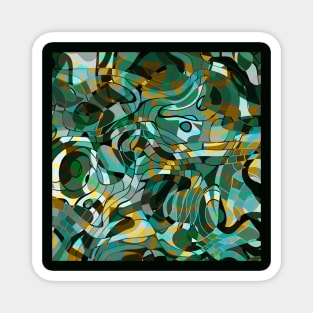 Green and Gold Geometric Pattern Magnet