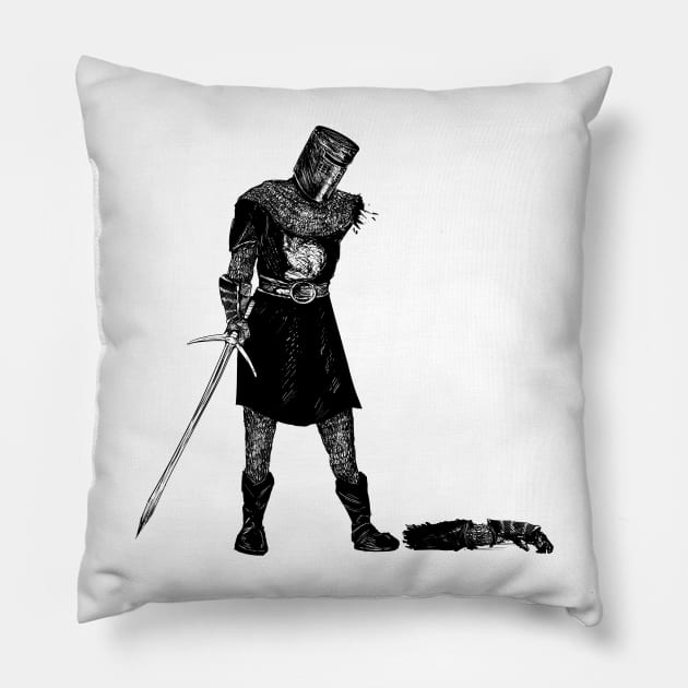 Black Knight Stencil Pillow by Phreephur